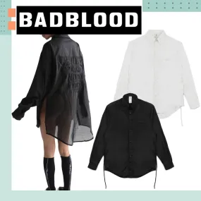 BADBLOOD  |Street Style Long Sleeves Plain Cotton Shirts & Blouses