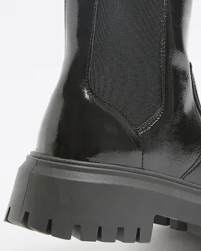 Black Patent Chelsea Boots