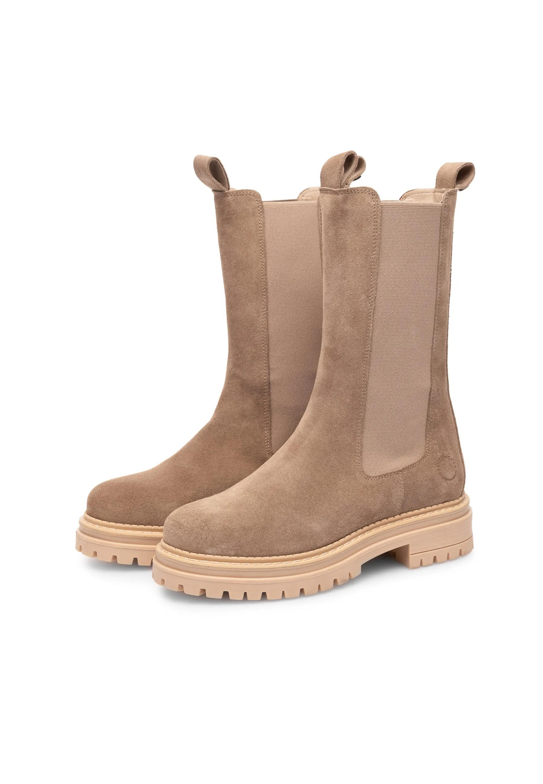 Cashannah Beige Suede High Chelsea Boots