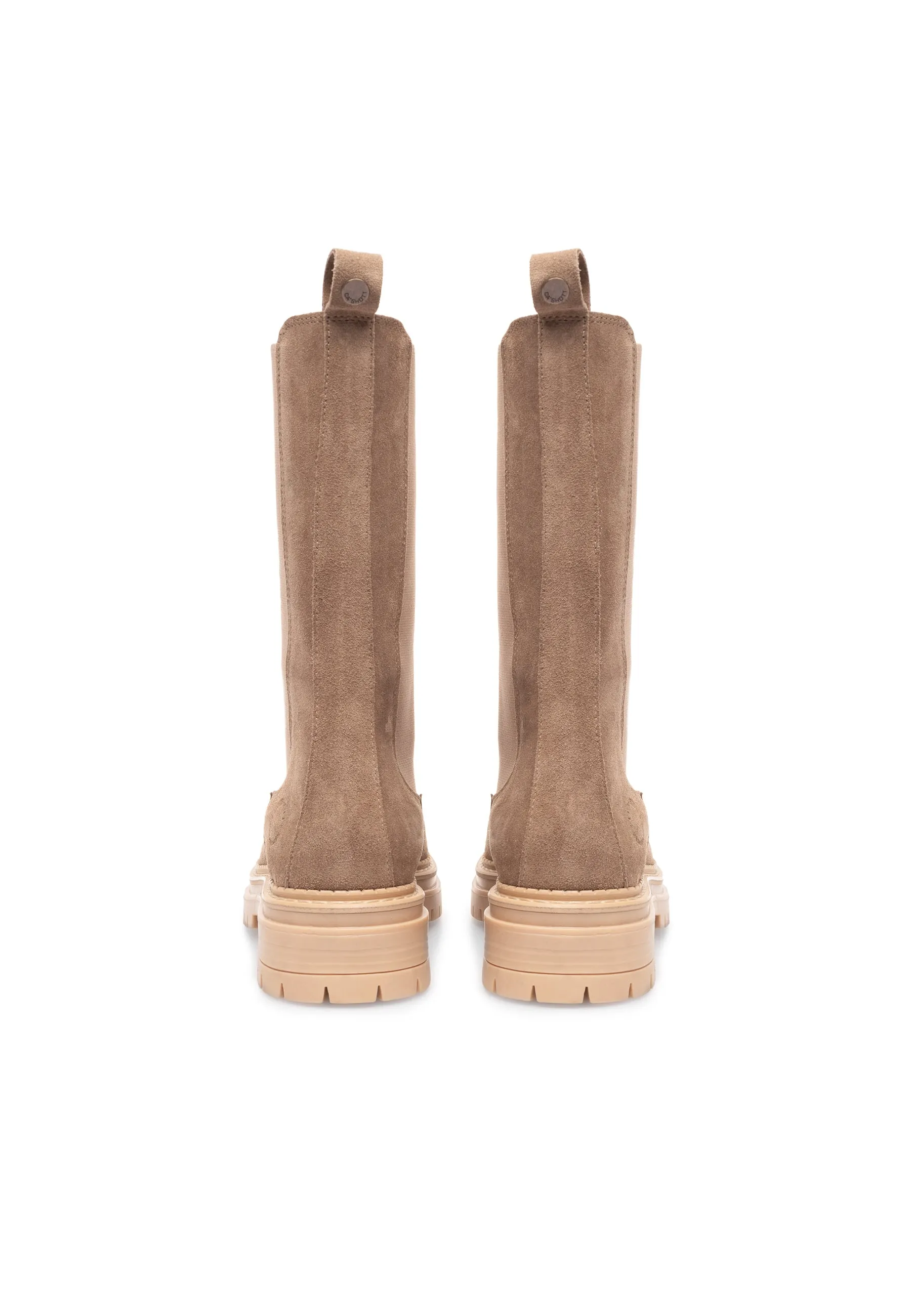 Cashannah Beige Suede High Chelsea Boots