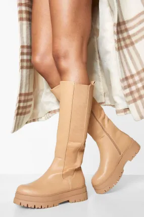 Chunky Knee High Chelsea Boots