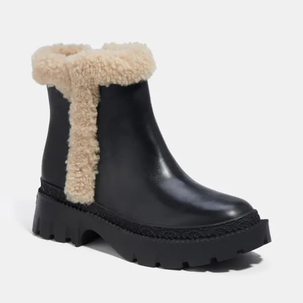Coach Jane Leather and Shearling Chelsea Boots