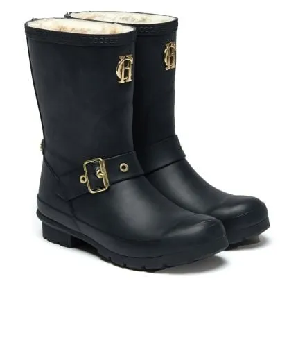 Holland Cooper Black Sherpa Chelsea Wellington Boots | Jules B