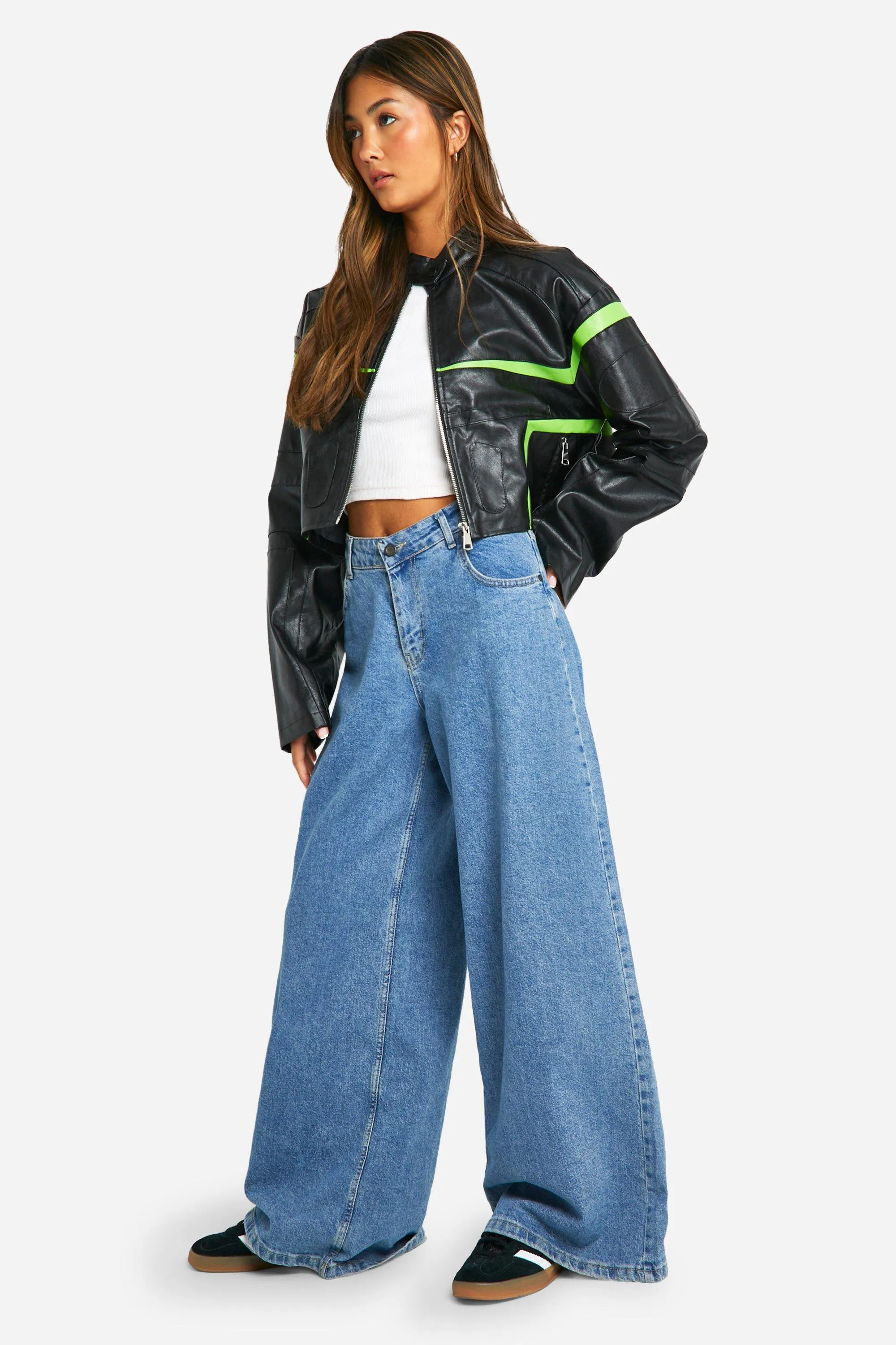 Jackets & Coats | Contrast Moto Faux Leather Jacket | boohoo