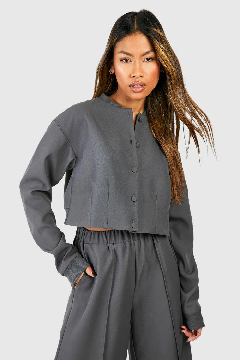 Jackets & Coats | Relaxed Fit Popper Bomber Jacket | boohoo