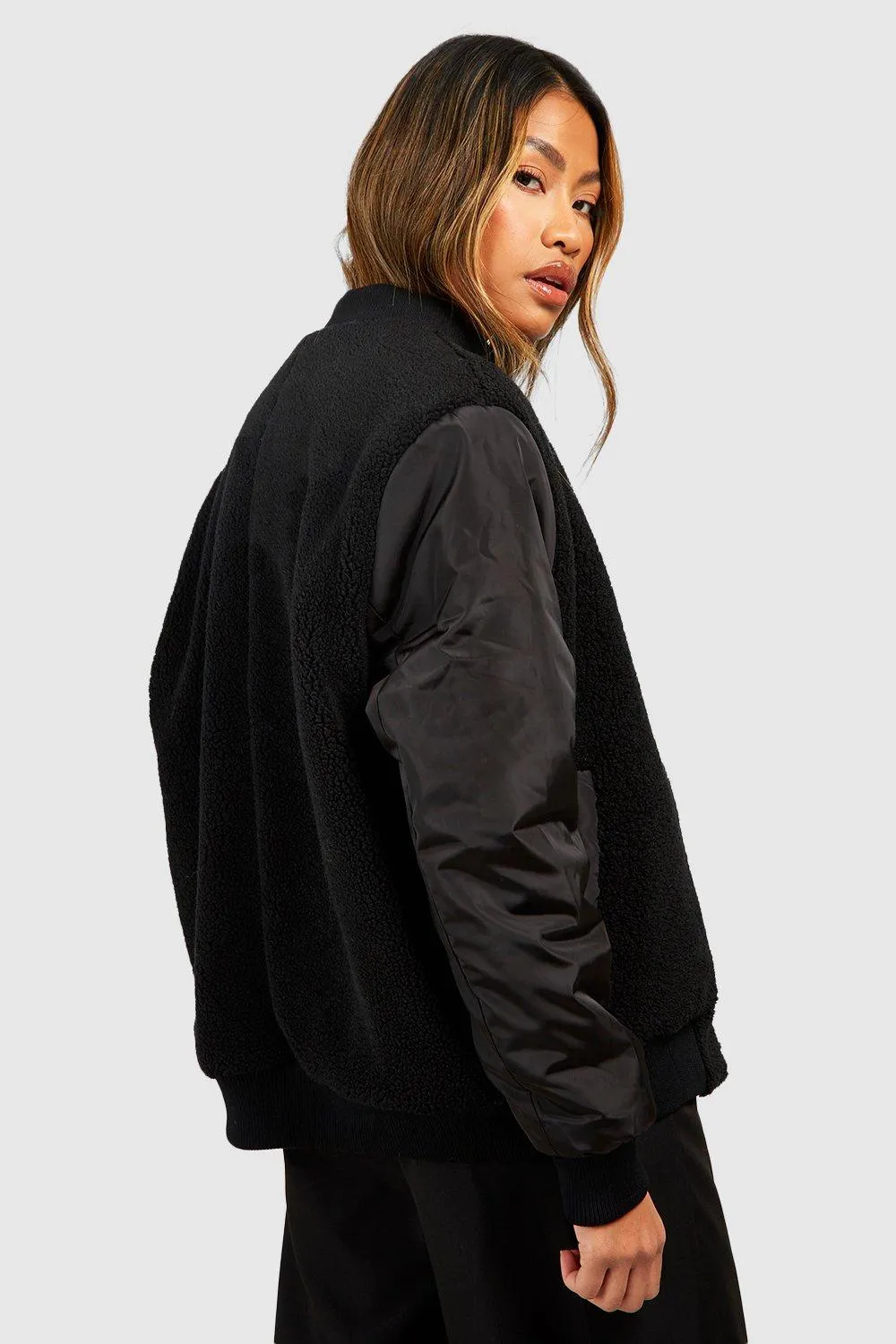Jackets & Coats | Teddy Mix Bomber Jacket | boohoo