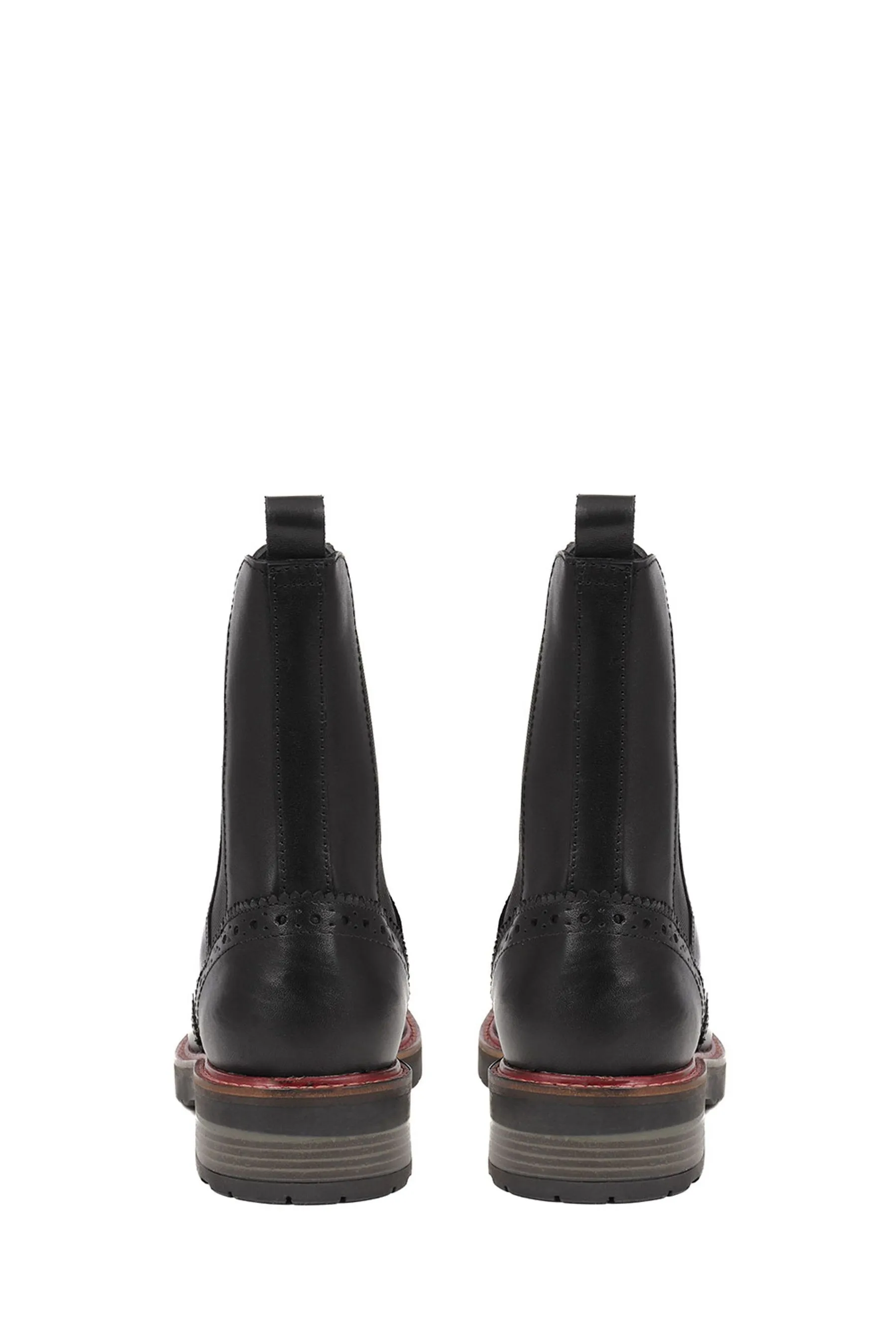 Jones Bootmaker Brogue Detail Leather Chelsea Black Boots