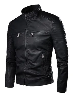 Leather Jacket For Man Chic Windbreaker Fall Black Cool Winter Coats
