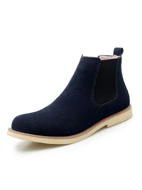 Men's Boots Chelsea Boots Blue Suede Leather Round Toe