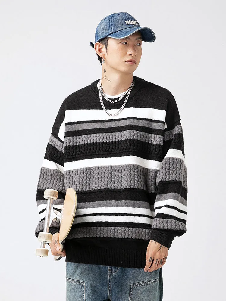   Men'S Stripes Knit Sweaters   