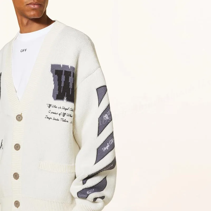 Off-White  |Wool Street Style Cotton Logo Cardigans