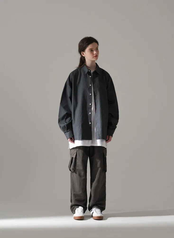perstep  |Unisex Street Style Plain Cotton Oversized Shirts & Blouses