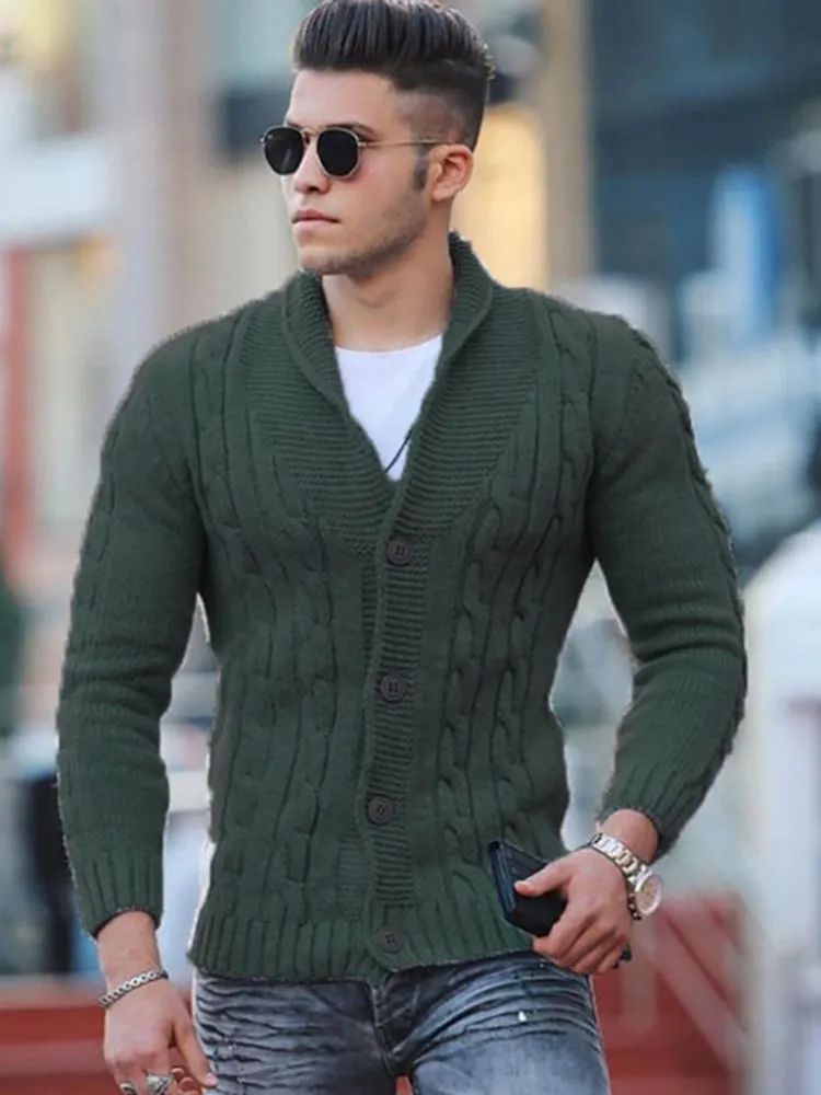   Solid Color Knitted Cardigan Sweaters   