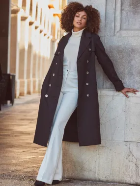 Sosandar Black Longline Trench Coats