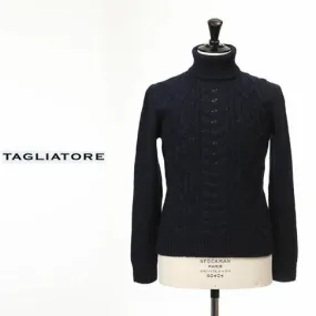 TAGLIATORE  |Cable Knit Wool Long Sleeves Plain Sweaters
