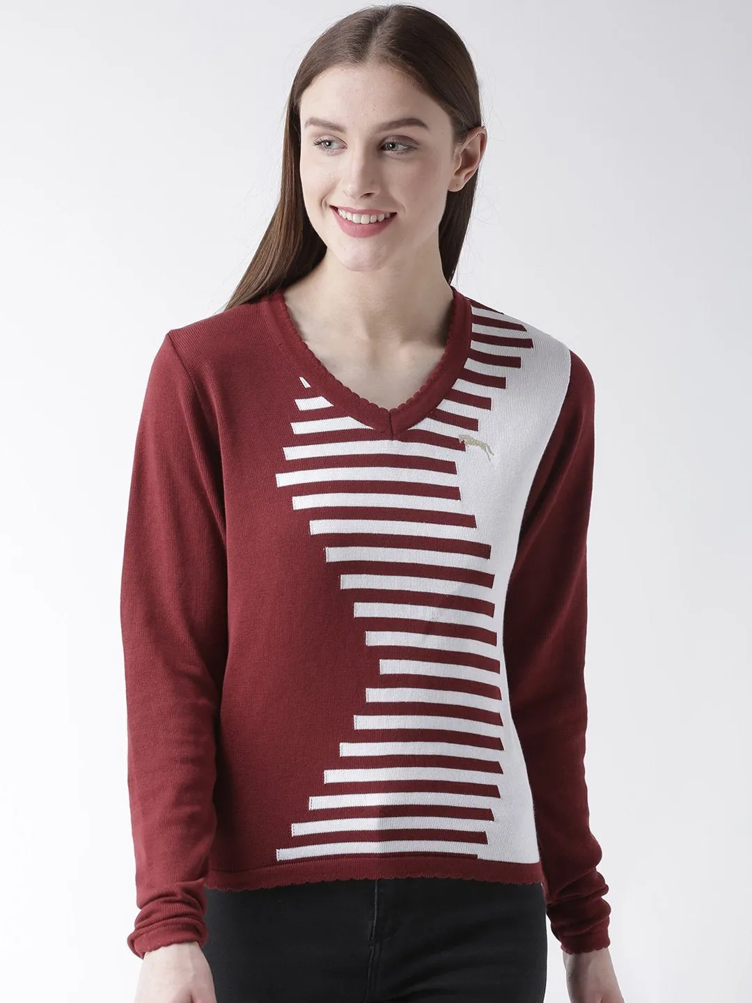 Women Cotton Casual Long Sleeve  Red Winter Sweaters