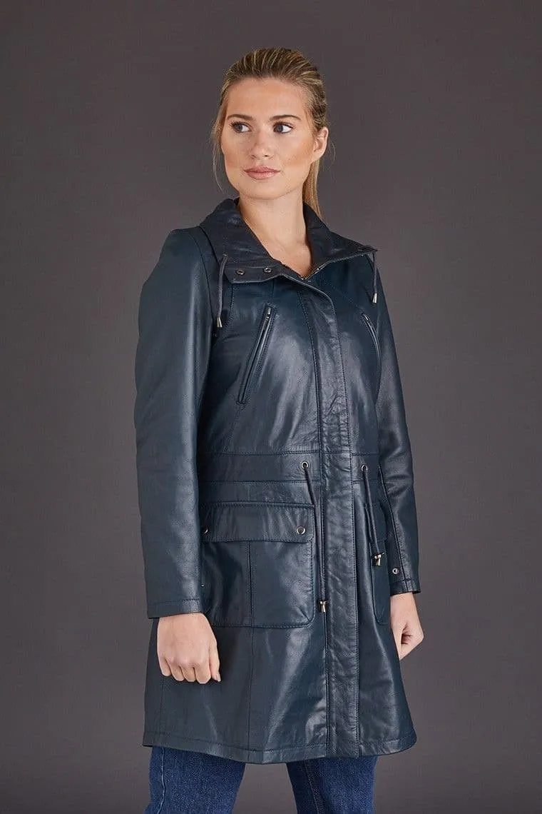 Womens Leather Coats Navy